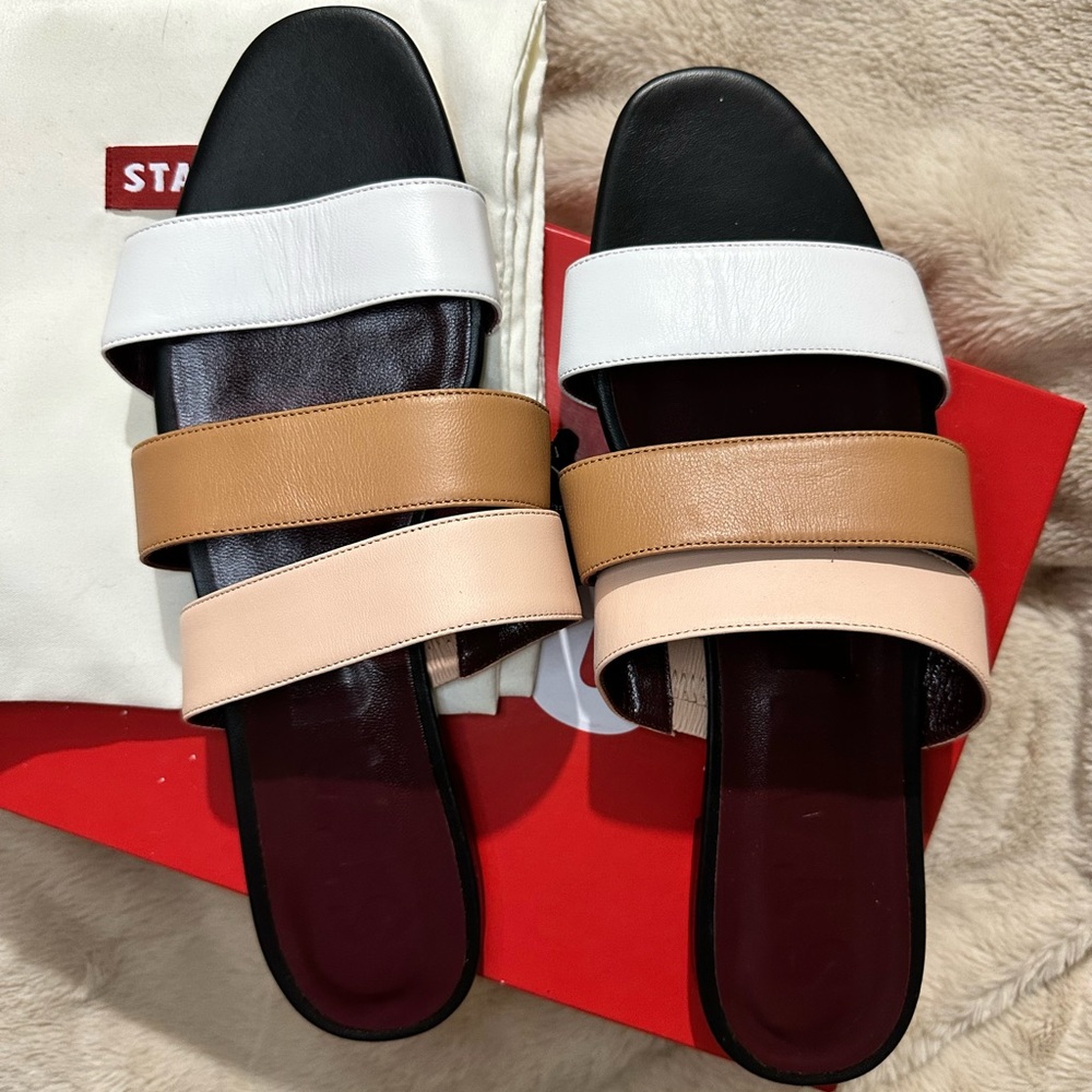 Staud Mona Colorblock Leather Slides